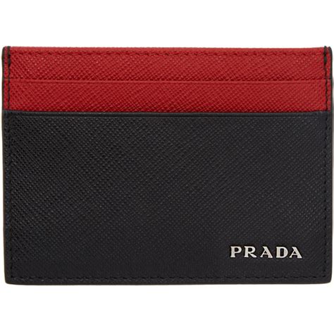 prada black & red saffiano card holder|Prada black aftershave for men.